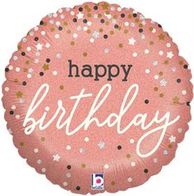 Rose Gold Holographic Happy Birthday Foil Balloon  | 18" | S40
