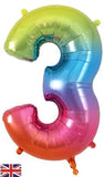 Foil Numbers Rainbow Balloons | 34"