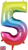 Foil Numbers Rainbow Balloons | 34"