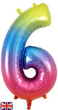 Foil Numbers Rainbow Balloons | 34"