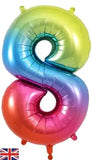 Foil Numbers Rainbow Balloons | 34"