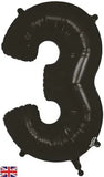 Foil Numbers Metallic Black Balloons | 34"