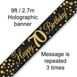 Sparkling Fizz Black & Gold Birthday Banners | 9ft