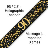 Sparkling Fizz Black & Gold Birthday Banners | 9ft