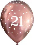 Latex PrePrinted 21st Birthday Chrome Rose Gold Design | 12" | Pack of 6