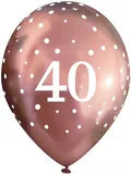 Latex PrePrinted 40th Birthday Chrome Rose Gold Design | 12" | Pack of 6