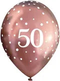 Latex PrePrinted 50th Birthday Chrome Rose Gold Design | 12" | Pack of 6