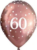 Latex PrePrinted 60th Birthday Chrome Rose Gold Design | 12" | Pack of 6