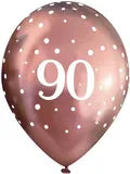 Latex PrePrinted 90th Birthday Chrome Rose Gold Design | 12" | Pack of 6