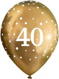 Latex PrePrinted 40th Birthday Chrome Gold Design | 12" | Pack of 6