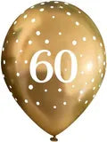 Latex PrePrinted 60th Birthday Chrome Gold Design | 12" | Pack of 6