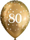 Latex PrePrinted 80th Birthday Chrome Gold Design | 12" | Pack of 6