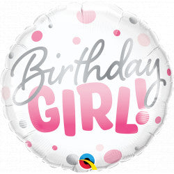 'Birthday Girl' Pink Dots Foil Balloon  | 18" | S40