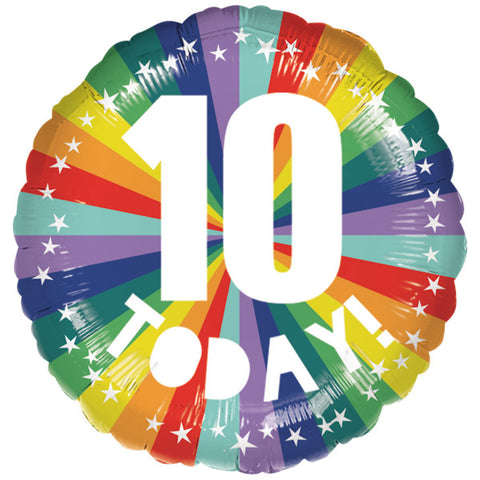 10th Birthday Rainbow Foil Balloon  | 18"