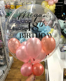 Rose Gold & Pink Stuffed Bubble | Metallic Rose Gold & Pale Pink with Black Message