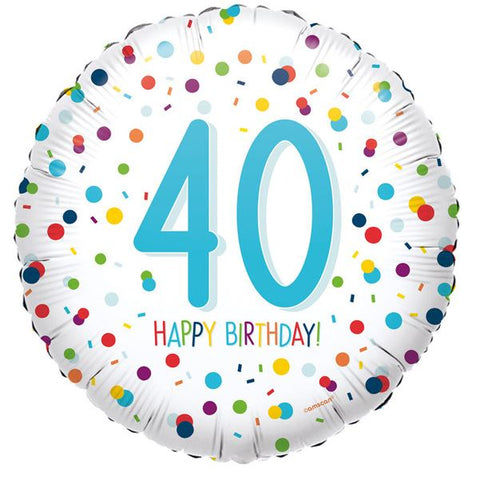 Confetti 40th Birthday Foil Balloon | 18"