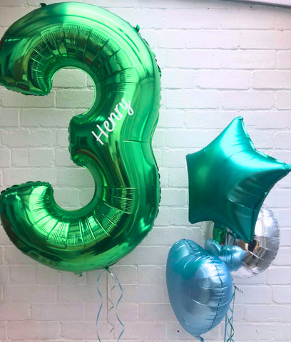 1 x Personalised 40" Green Number and Bunch of 3 Foils | WEBSITE ONLY OFFER