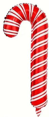 Red & White Candy Cane Shape Foil Balloon | 29"