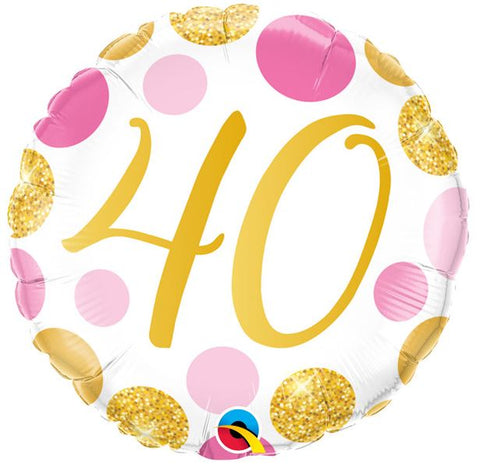 18" Gold/Pink 40th Foil Balloon