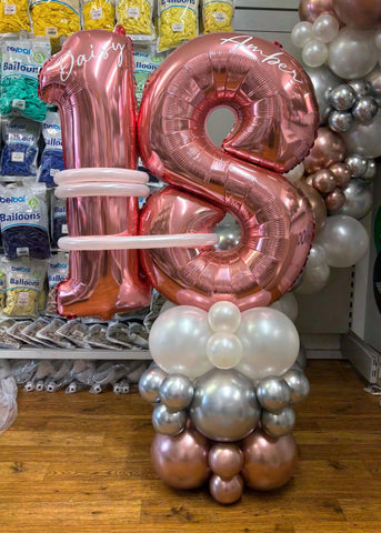Rose Gold, Silver & Pearl Vertical Number Stack