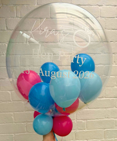 Mamma Mia Theme Stuffed Bubble Bubble | Sky Blue, Sapphire Blue & Fuchsia with White Message