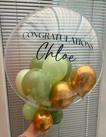Greens & Gold Stuffed Bubble Bubble | Kiwi Cream, Rosemary Green & Glossy Rich Gold with Black Message