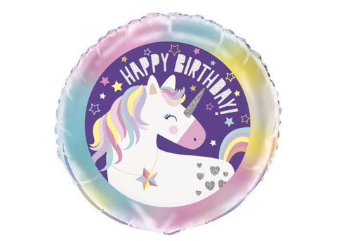 Foil Round Ombre Unicorn Birthday Balloon | 18"