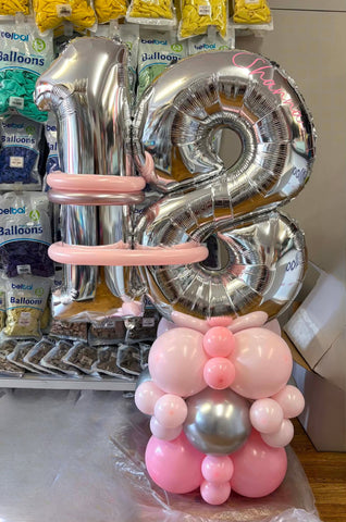 Pink & Silver Vertical Number Stack