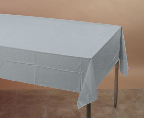 Silver Plastic Table Cover | 54"x108"