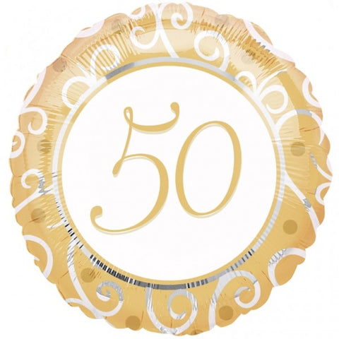 Gold Filigree 50th Anniversary Celebration Balloon | 18"