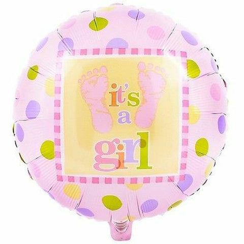 It's A Girl Baby Foot Prints Foil Balloon |18"
