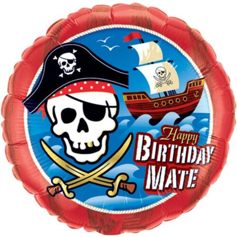 Happy Birthday Mate Pirate Foil Balloon | 18"