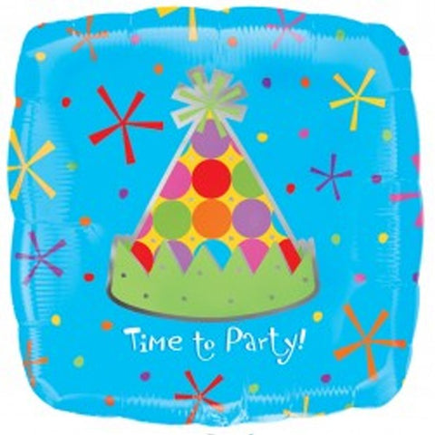 Foil Square Time To Party Balloon | 18"