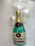 Champagne Bottle with 5 Latex Pearl White Latex "Bubbles" Bunch