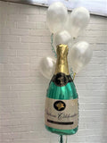 Champagne Bottle with 5 Latex Pearl White Latex "Bubbles" Bunch