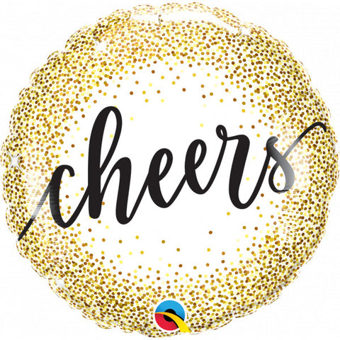 Cheers Gold and Black Foil Balloon | 18"