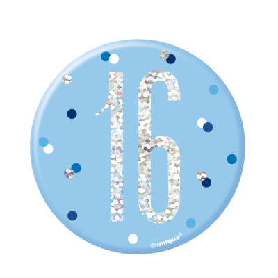 Blue 16 | Birthday Badge | 8cm