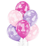 Latex PrePrinted 1st Birthday Pink Design | 12" | Pack of 6