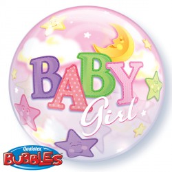 Bubble Message - Baby Girl Moons & Stars Balloon | 22"
