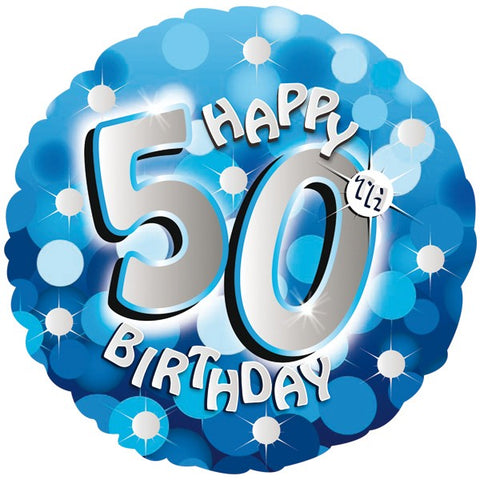 Blue Sparkle 50th Birthday Foil Balloon  | 18" | S40