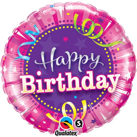 Pink Happy Birthday Streamers Foil Balloon | 18"