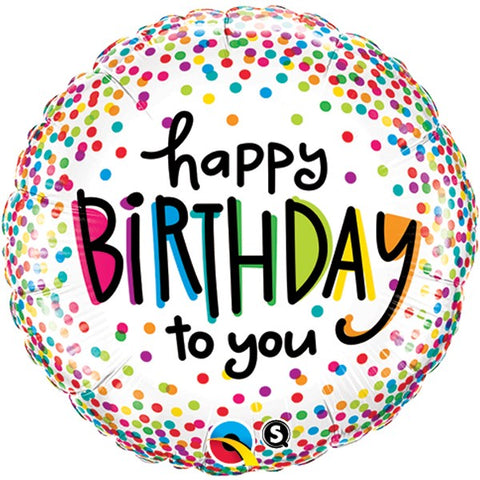 Rainbow Confetti Dots 'Happy Birthday to you' Foil Balloon | 18"