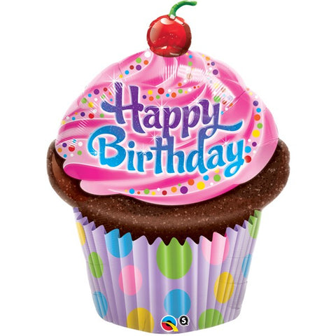 Foil Shape Birthday Frosted Cupcake Balloon B | 35"