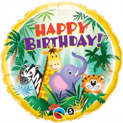 Happy Birthday Jungle Animals Foil Balloon  | 18" | S40
