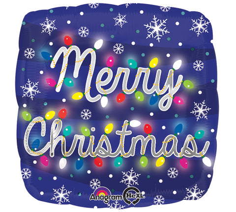 Foil Square Merry Christmas Lights Balloon | 18"