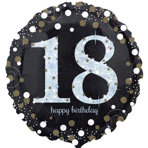 Black 18th Happy Birthday Foil Balloon | S40