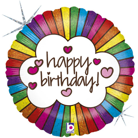 Retro Rainbow Happy Birthday Foil Balloon | S40 | 18"