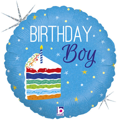 Birthday Boy Cake Foil Balloon | 18"