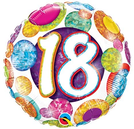 Happy 18th Birthday Bright Holographic Foil Balloon | 18"