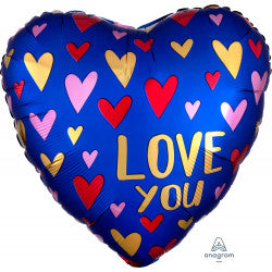 Navy Love You Heart Foil Balloon | 18"